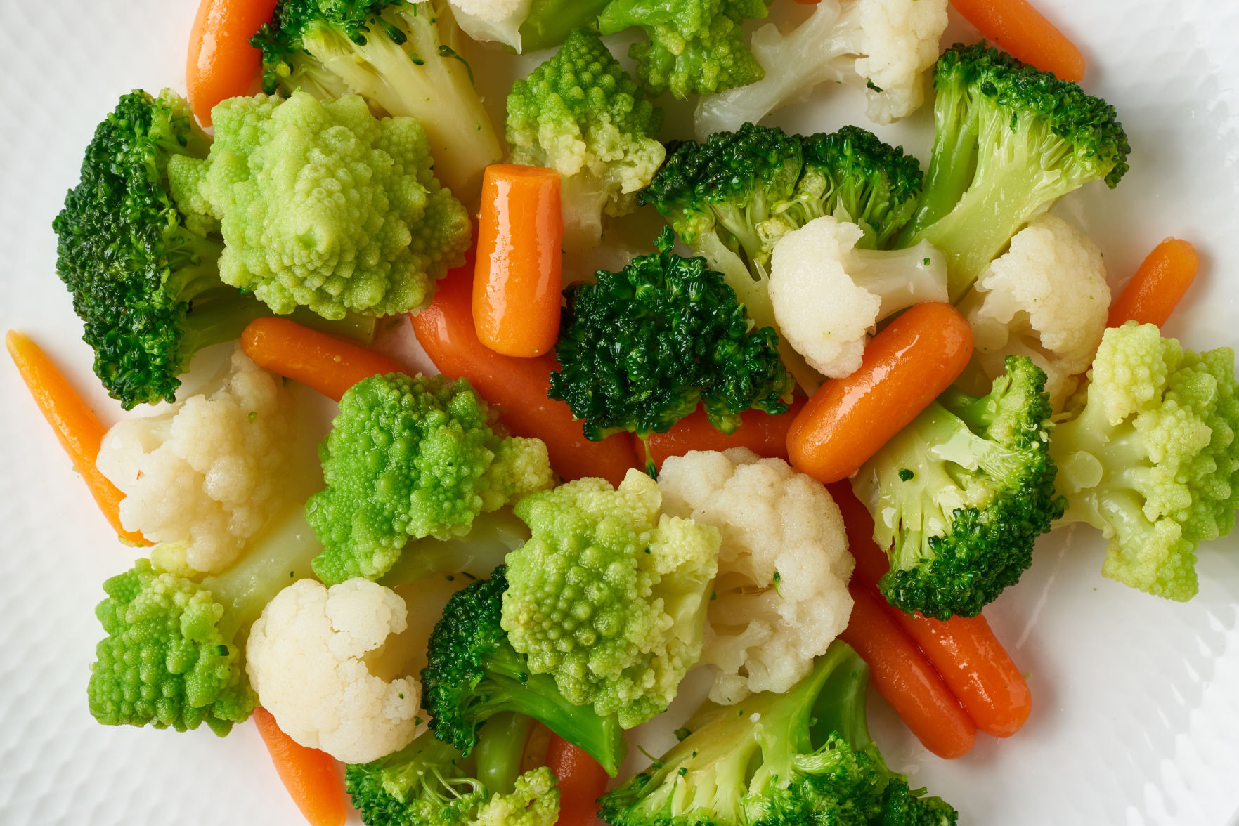 Mix Of Boiled Vegetables. Broccoli, Carrots, Cauliflower. Steamed Vegetables For Low-calorie Diet